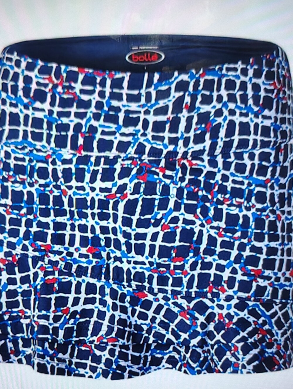 Bolle Palermo HP 12" Drop Swing Skirt - Navy Wavy Red Dot Grid Sz S